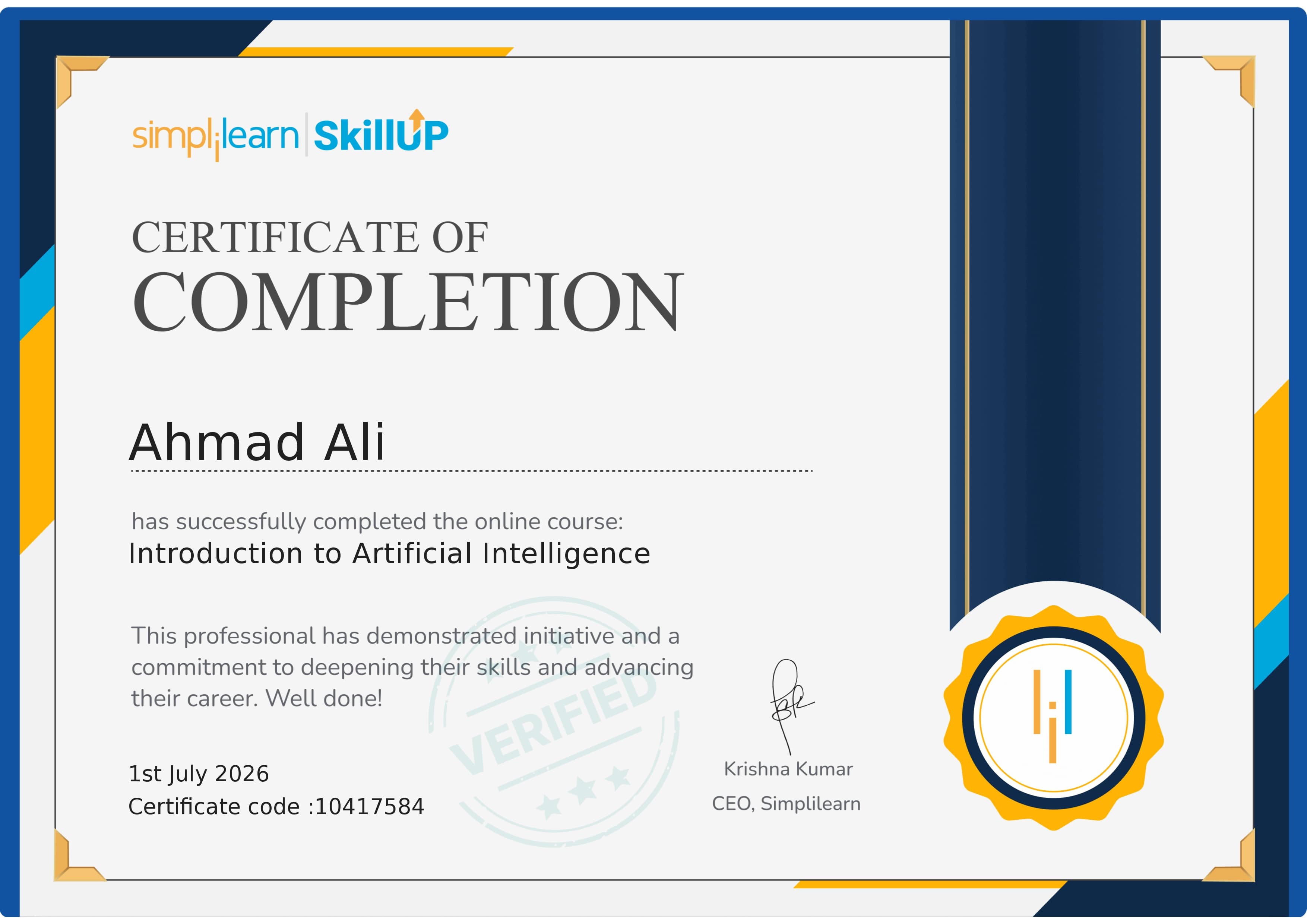 Introduction to Artificial Intelligence